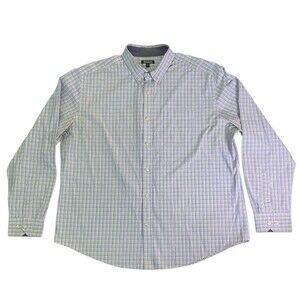 Mix & NY Men’s XL Button Down Shirt Blue & White Plaid Check | 100% Cotton
